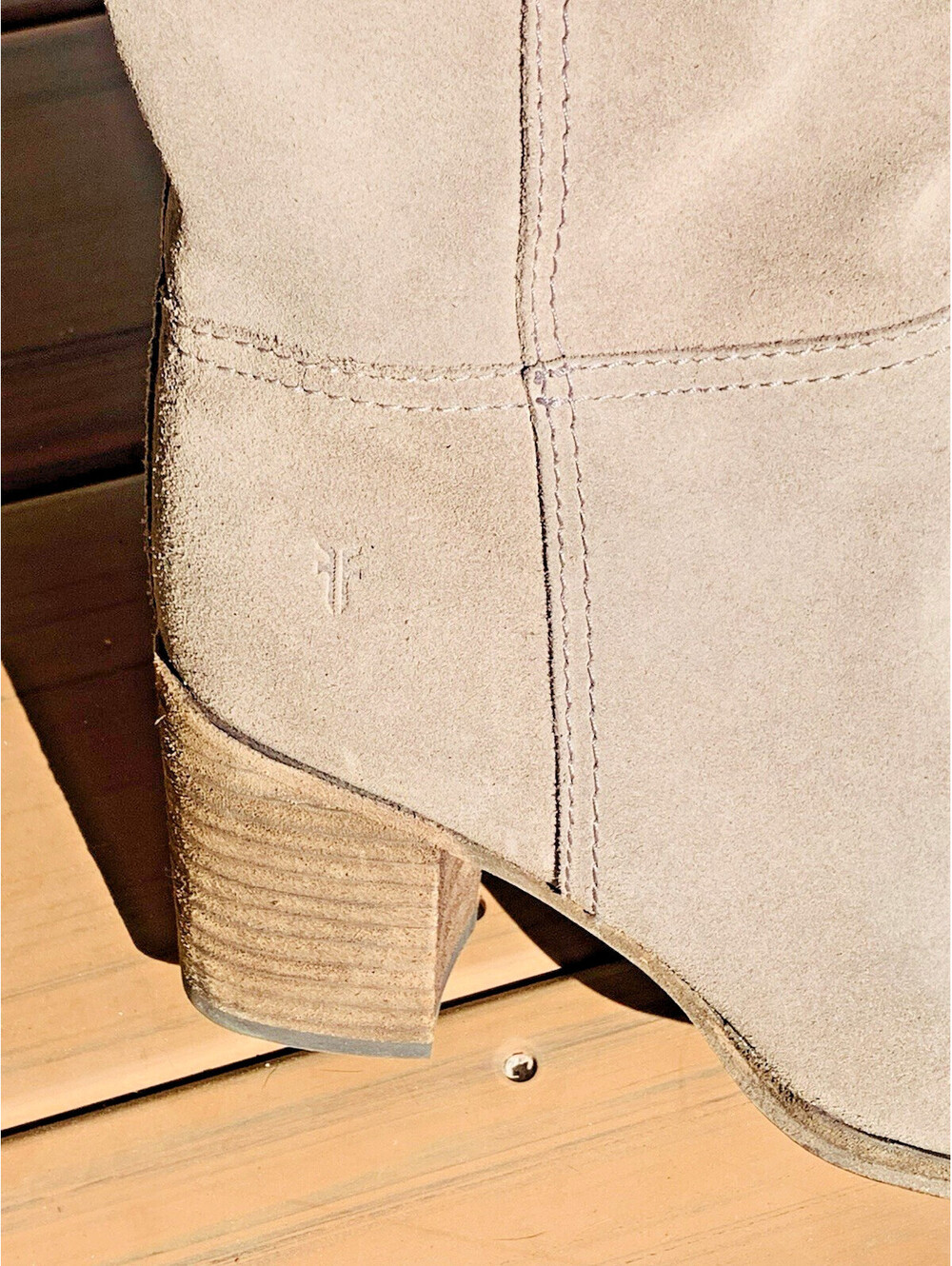 Frye Taupe Suede Leather Mid-Calf Western Cow Girl Boho Boots Women's 7B - Picture 2 of 15